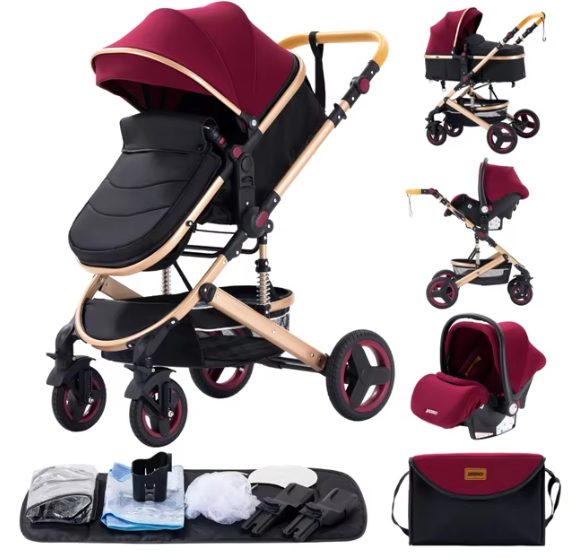 Poussette de voyage portable luxueuse 3 en 1 pour bebe : Confort et securite ultime